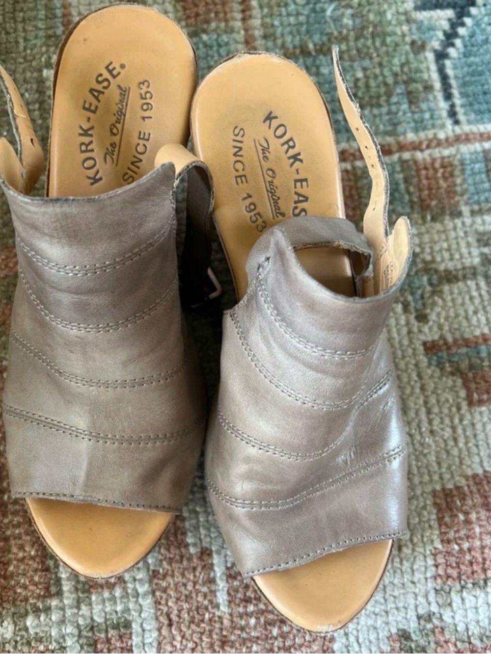 Kork-Ease Women's Sandals Leather Wedge Slingback in Taupe Size 8 M - Picture 8 of 8